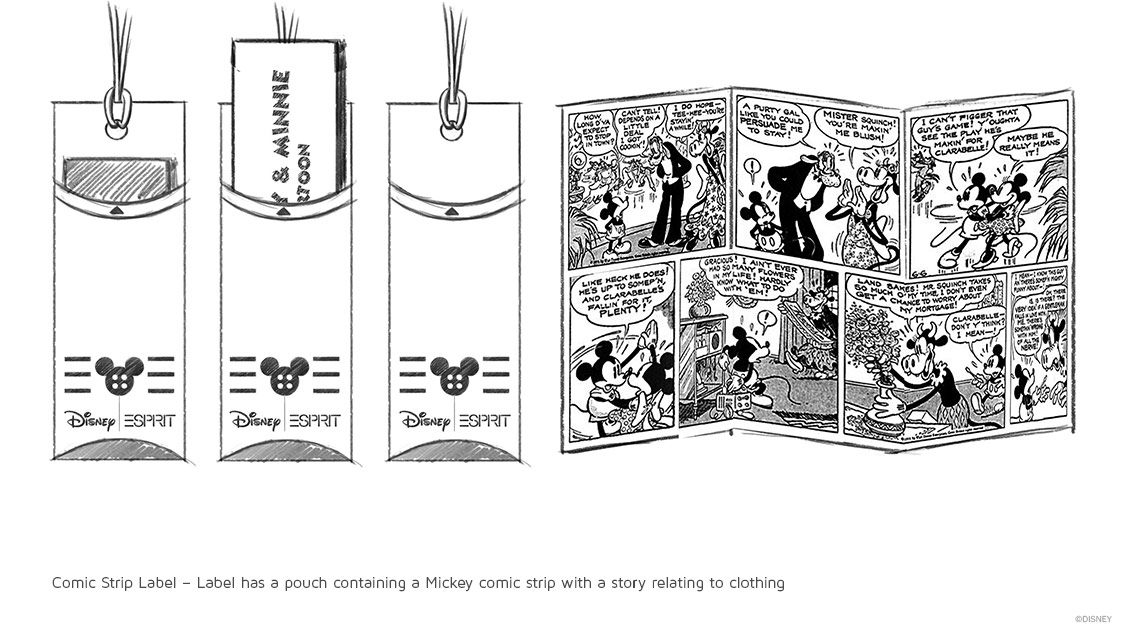 Esprit Disney Mickey comic strip label